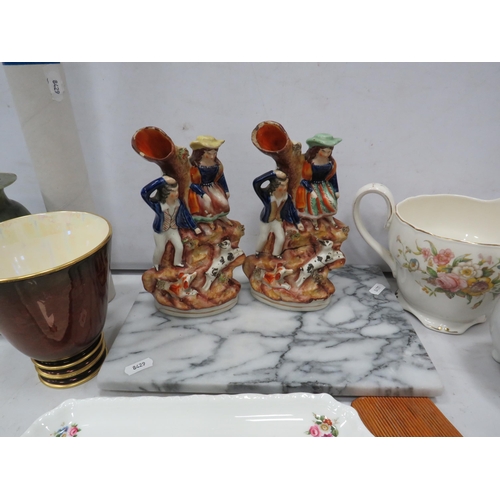 878 - Mixed lot to include Carltonware, Staffordshire figures, Marble chopping board etc.