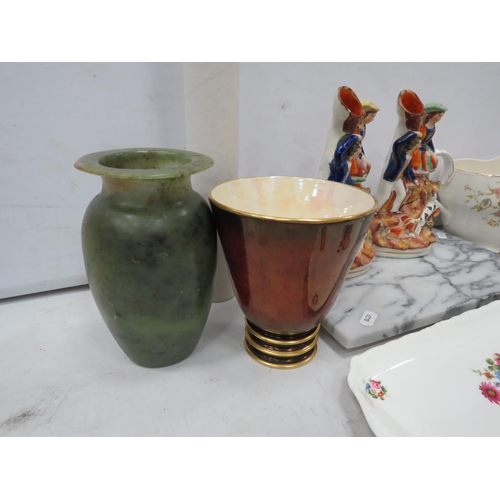 878 - Mixed lot to include Carltonware, Staffordshire figures, Marble chopping board etc.