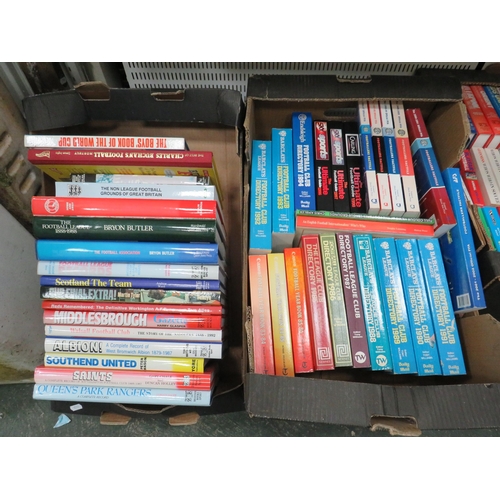 931 - 2 boxes of various football related books.