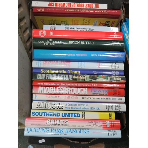 931 - 2 boxes of various football related books.