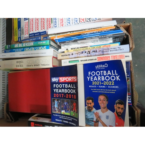 934 - 2 boxes of various football related books.