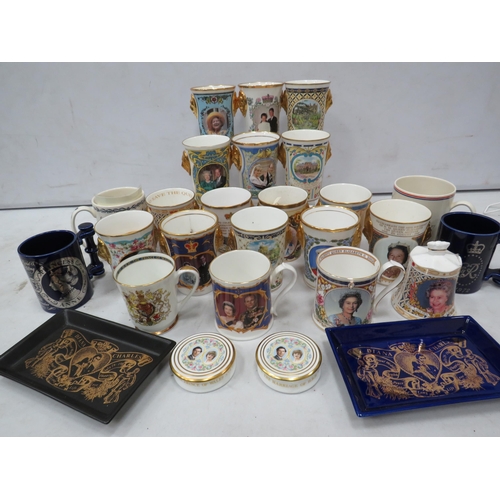 937 - Large selection of Royalty related cups mainly limited edition by Caverswall, Aynsley,Coalport etc.