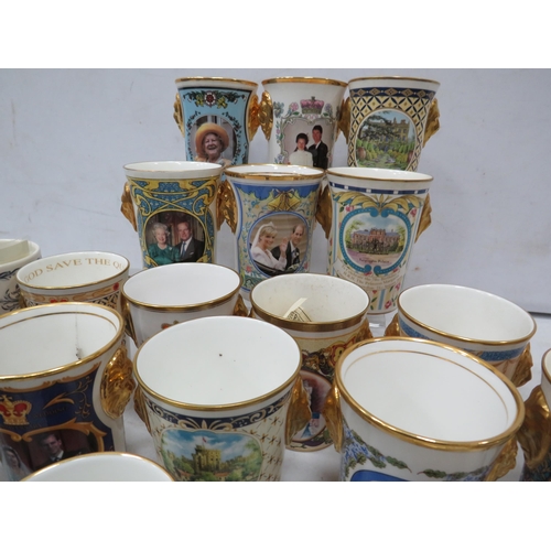 937 - Large selection of Royalty related cups mainly limited edition by Caverswall, Aynsley,Coalport etc.