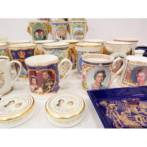 937 - Large selection of Royalty related cups mainly limited edition by Caverswall, Aynsley,Coalport etc.