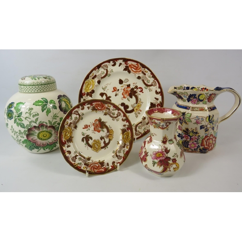 201 - Selection of Masons Ironstone china including a paynsley ginger jar.