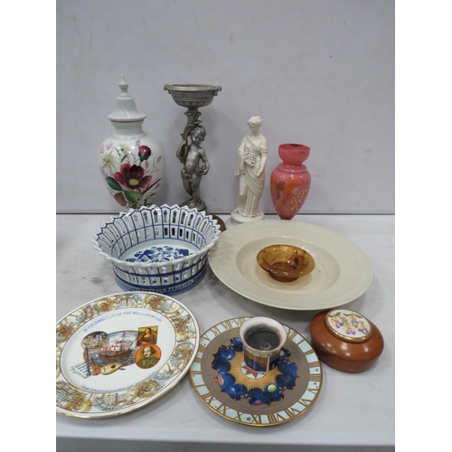 973 - Mixed ceramics and glass including Wedgwood, Aynsley, Victorian glass etc (large lidded glass vase h... 