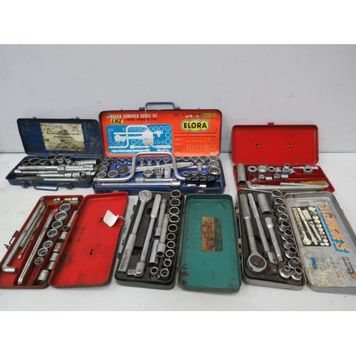 984 - 6 Various Socket sets, Metric, AF and British standard whitworth.