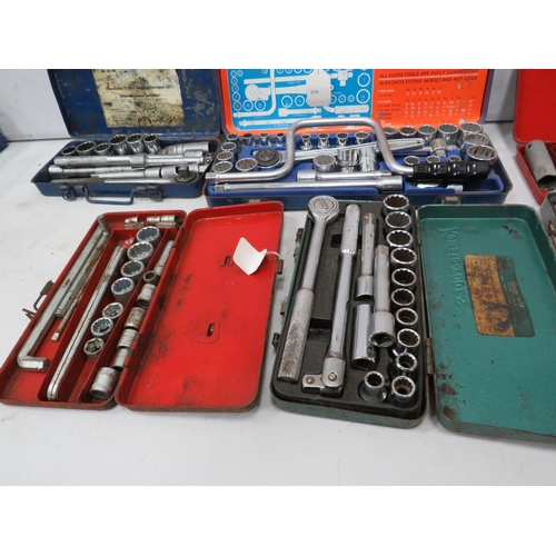 984 - 6 Various Socket sets, Metric, AF and British standard whitworth.