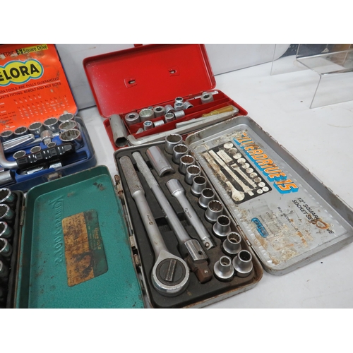 984 - 6 Various Socket sets, Metric, AF and British standard whitworth.