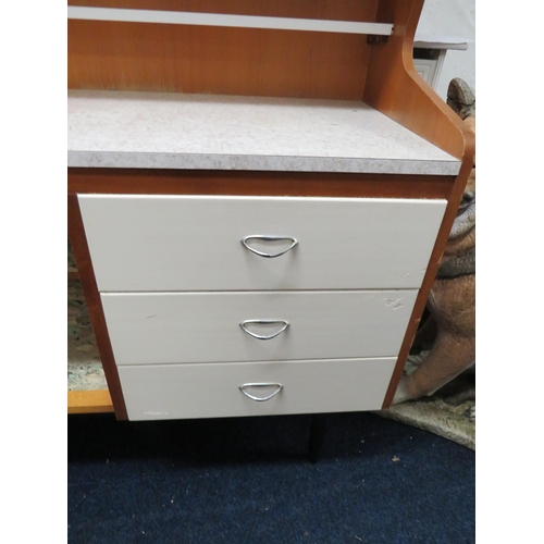 109 - Mid 20th Century Kitchen dresser by Whiteleaf furniture with cupboard to left and three drawers to b... 