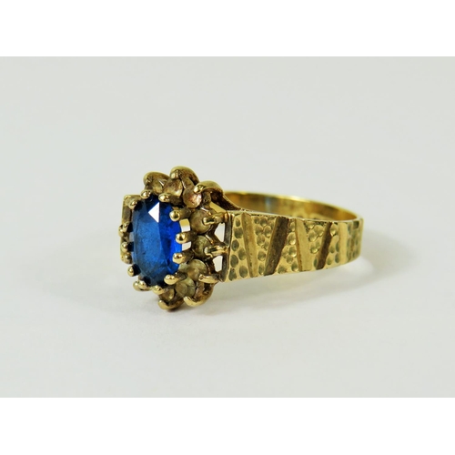 113 - 9ct Yellow Gold ring set with fancy gemstones.   Fingers size 'N-5' to 'O'     2.5g