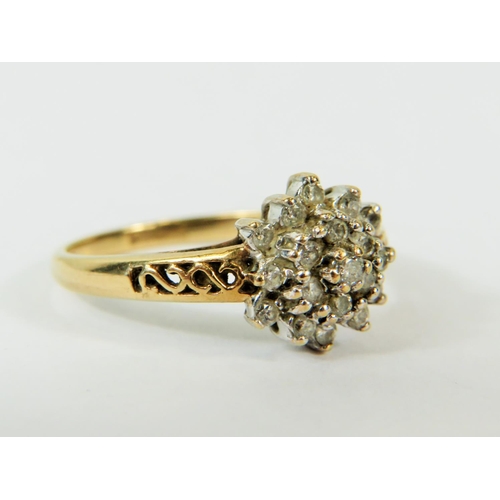 123 - 9ct Yellow Gold Multi Diamond set Ring.  Finger size 'P-5'  2.5g.   0.33pts of Diamonds. See photos.