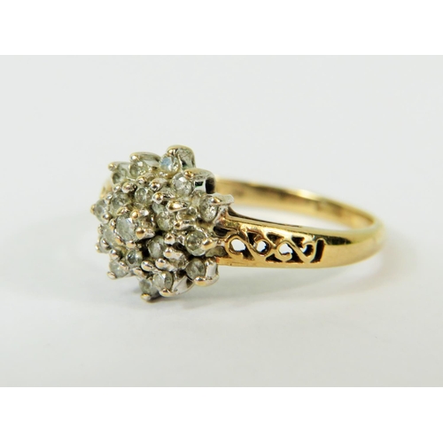 123 - 9ct Yellow Gold Multi Diamond set Ring.  Finger size 'P-5'  2.5g.   0.33pts of Diamonds. See photos.