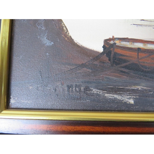 81 - Two Oil on Canvases from the Cornish School of Smuglers cave and harbour scape. Largest measures 27 ... 