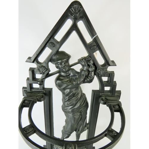 89 - Large metal Reproduction Stick stand as a Golfer in good order.   32 x 13 x 8 inches. See photos.