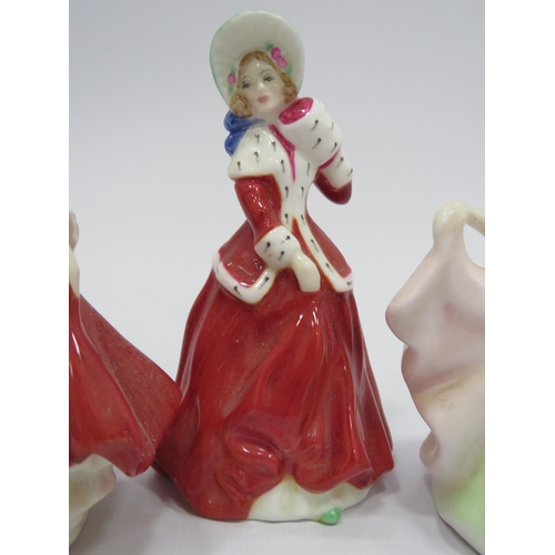 225 - 3 Small Royal Doulton Figurines Southern Belle, Christmas Morn & Sara. 4