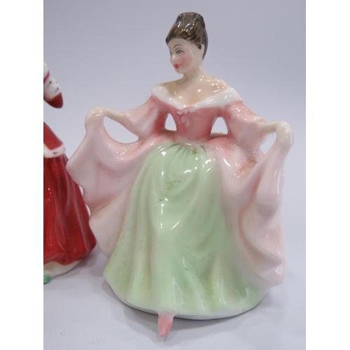 225 - 3 Small Royal Doulton Figurines Southern Belle, Christmas Morn & Sara. 4