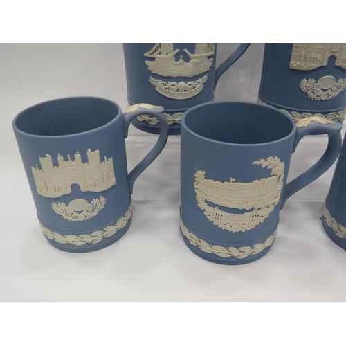 229 - 7 Wedgwood Jasperware christmas tankards.