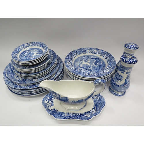 249 - 33 pieces of Spode Blue Italian dinnerware. (salt pot has a crack).