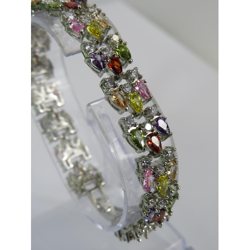 256 - 925 Silver multi gem bracelet.