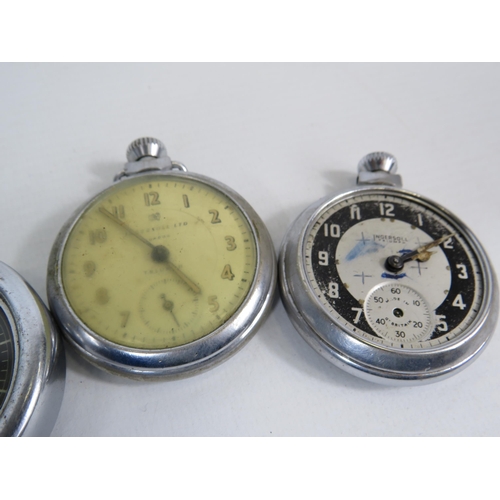 265 - 3 Vintage ingersoll pocket watches, one is a intermittant runner and 2 are for spares or repair.