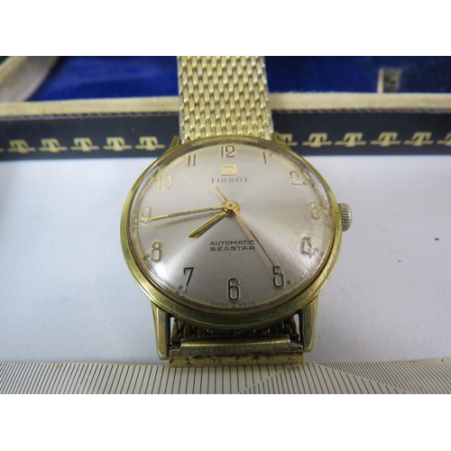 270 - Vintage mens Tissot seastar mechanical wristwatch in working order, plus 3 quartz watches.