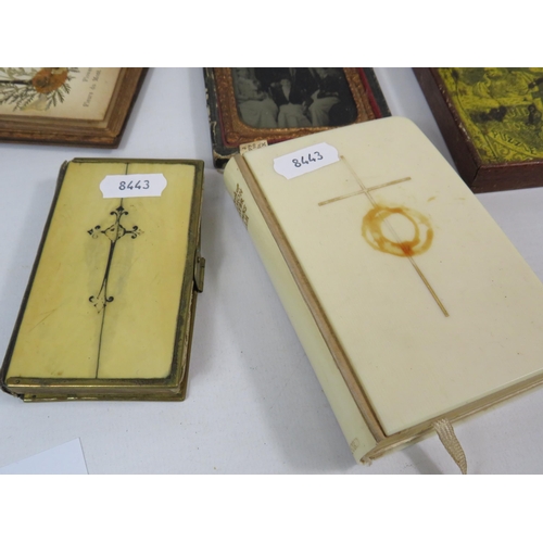 295 - Mixed lot to include small antique bibles, wooden trinket boxes, pressed flowers etc.