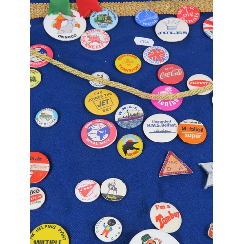 296 - Large selection of various badges including a 1964 Butlins badge.