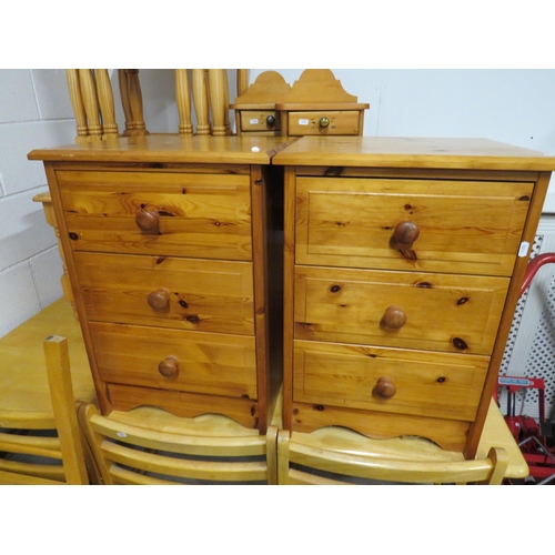 514 - Two Solid pine three drawer bedroom cabinets.  Each approx  H:25 x W:18 x D:16 Inches. See photos.  ... 