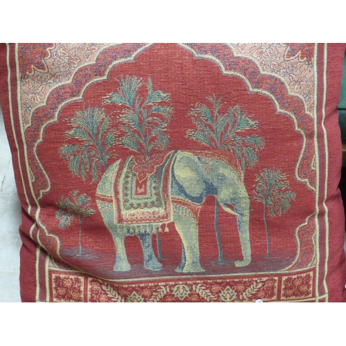 529 - Two large decorative cushions with Indian Elephant motif.  Each measures approx 24 x 24 inches. See ... 