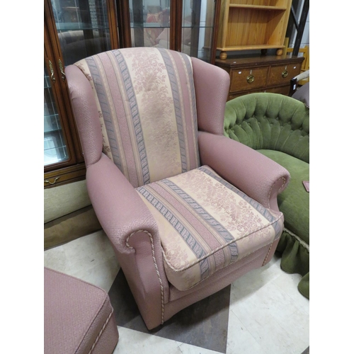 533 - Good Quality upholstered armchair in excellent condition.  Comes complete with lidded footstool.   S... 