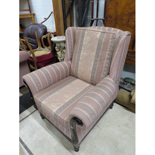 534 - Good Quality upholstered armchair in excellent condition.  Comes complete with lidded footstool.   S... 