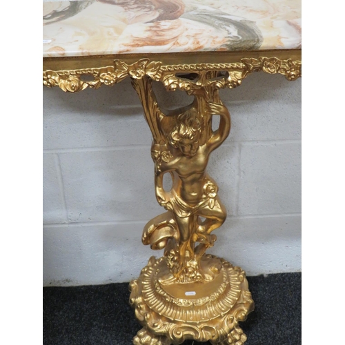 541 - Italian style Rococo style side table with marble top. Provision to fasten to a wall..  H:32 x W:32 ... 