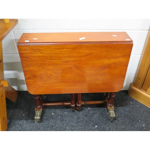 542 - Well made Early 20th Century, Edwardian era drop leaf space saver table. Raised on original castors ... 