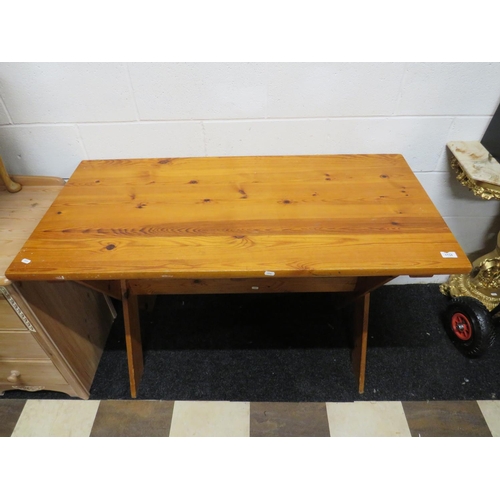 547 - Simple pine table with 'X' frame.  H:30 x W:48 x D:24 Inches. See photos.  S2