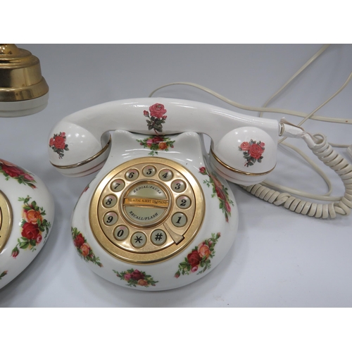 405 - 2 Royal Albert Old Country Roses telephones (one has had the receiver replaced).