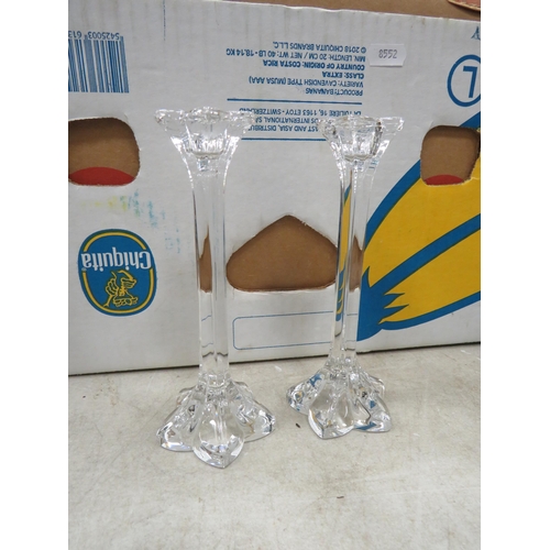 454 - Selection of good quality crystal glass including decanters, bowls, candlesticks etc.