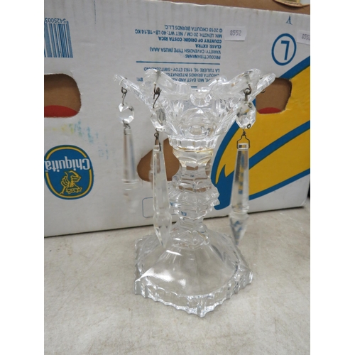 454 - Selection of good quality crystal glass including decanters, bowls, candlesticks etc.