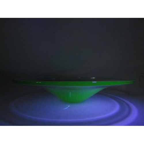 473 - Very large uranium art glass bowl 16.5