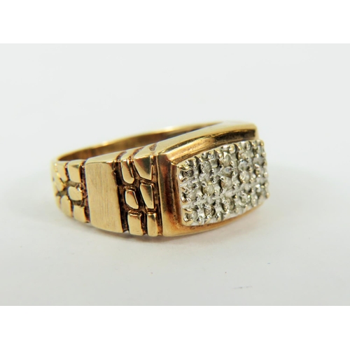 176 - Chunky 9ct Gold Multi Diamond Set Ring.  Approx 0.25pts   Finger size 'S-5 to T'   5.0g