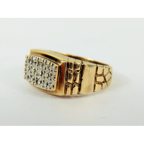 176 - Chunky 9ct Gold Multi Diamond Set Ring.  Approx 0.25pts   Finger size 'S-5 to T'   5.0g