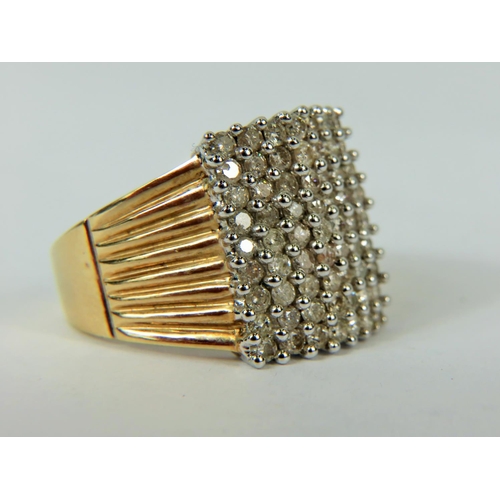 181 - Large 9ct Yellow Gold ring set with multiple Diamonds.  Weight & Size to follow. (UPDATE) Ring size ... 