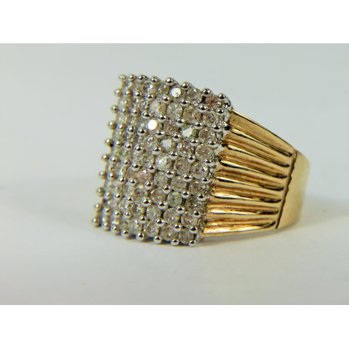 181 - Large 9ct Yellow Gold ring set with multiple Diamonds.  Weight & Size to follow. (UPDATE) Ring size ... 