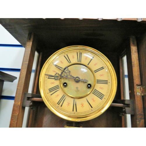 200 - Gustav Becker mechanical wallclock. 32 inch case. Intermittent runner. See photos.