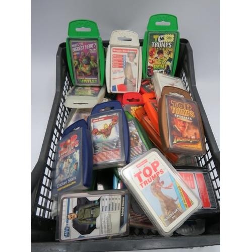 487 - Tray containing a large quantity of Top Trumps cards.