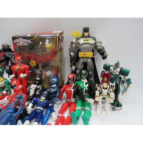 489 - Large selection of Power Ranger, Transformers and DC figures.