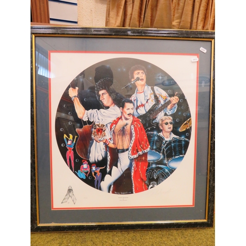 562 - Signed framed limited edition Queen the band print by Trevor Horswell 124 of 250. 28