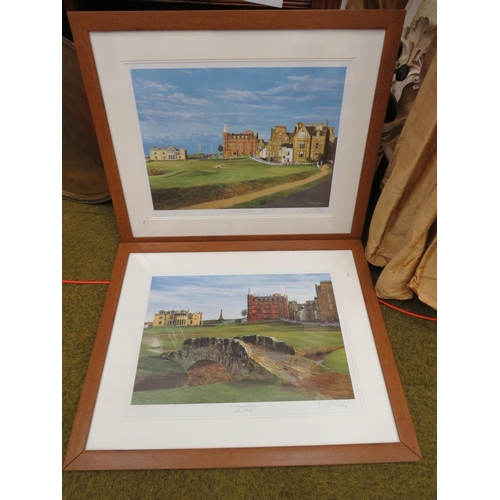 563 - 2 Signed framed Richard Chorley prints of St Andrews Golf course, 31.5