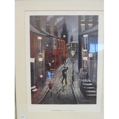 565 - 4 framed signed limited edition prints by Bernard McMullen including the match at Manchester united,... 