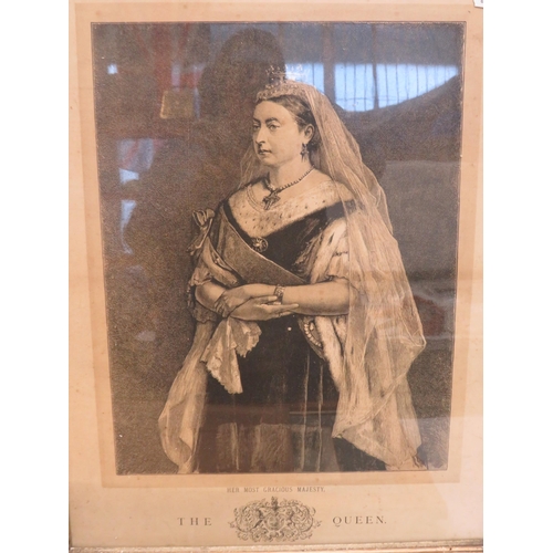 572 - Mixed selection of Vintage framed prints including one of Queen Victoria.